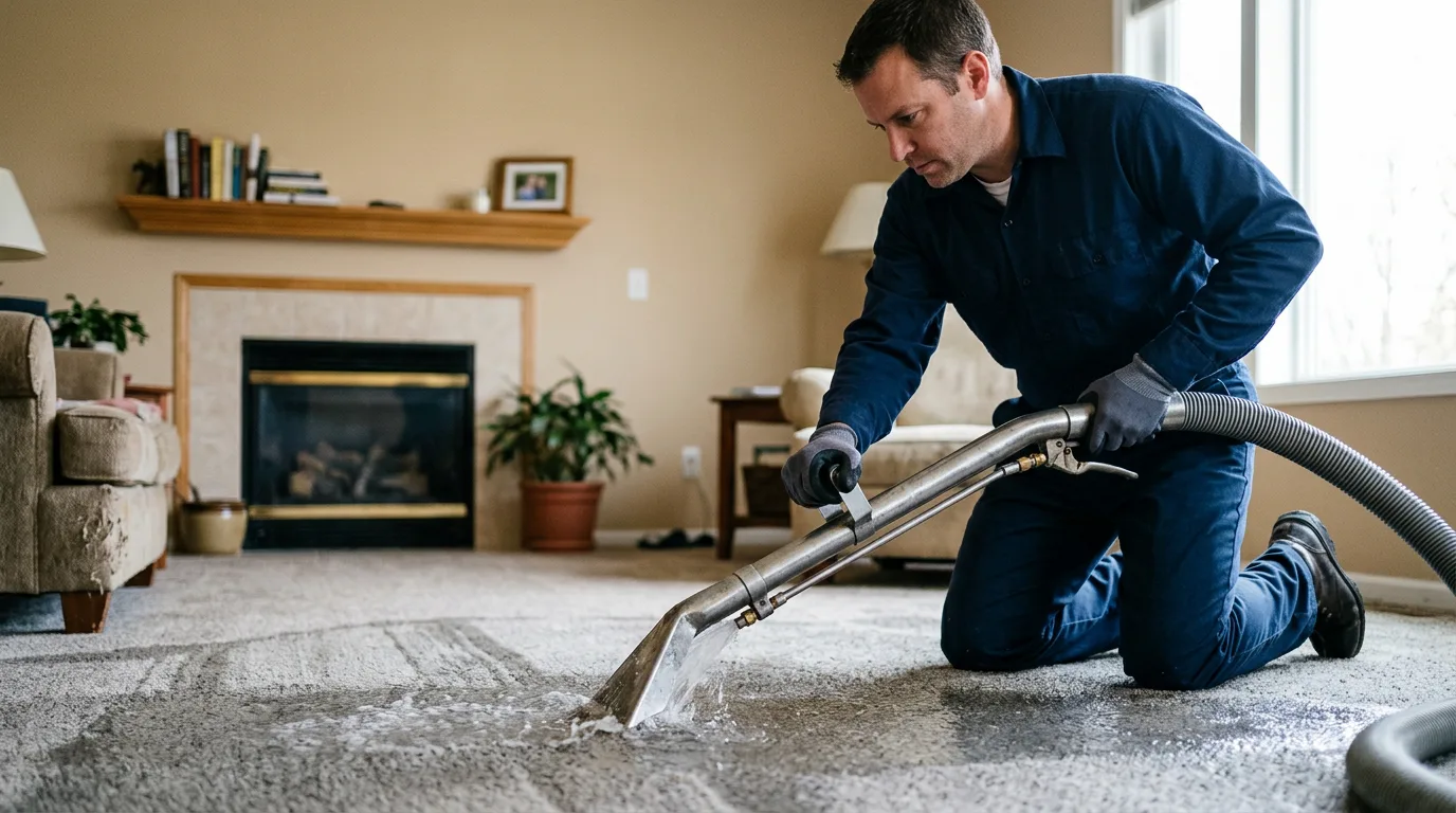 Water damage restoration technician working near Afton, WI